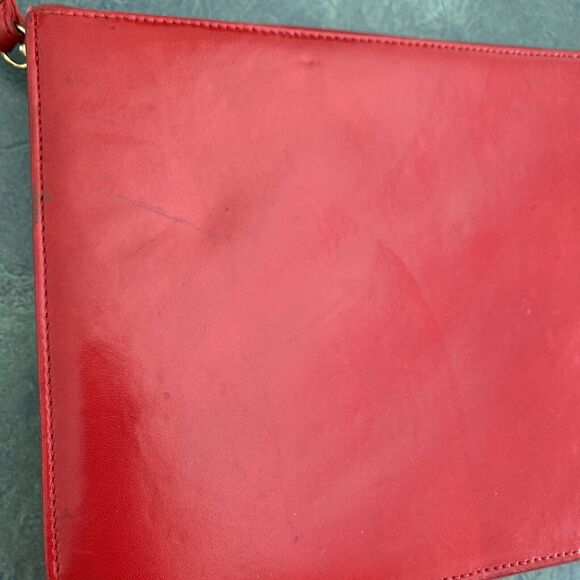 Bill Valentine red leather clutch purse retro black moc croc trim shoulder bag - Picture 5 of 12